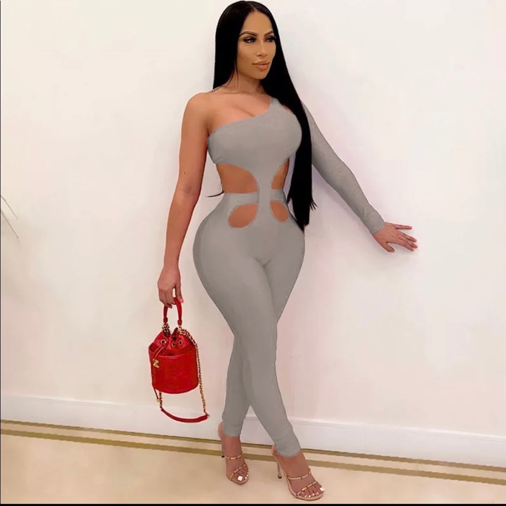 Gray Hollow halter jumpsuit